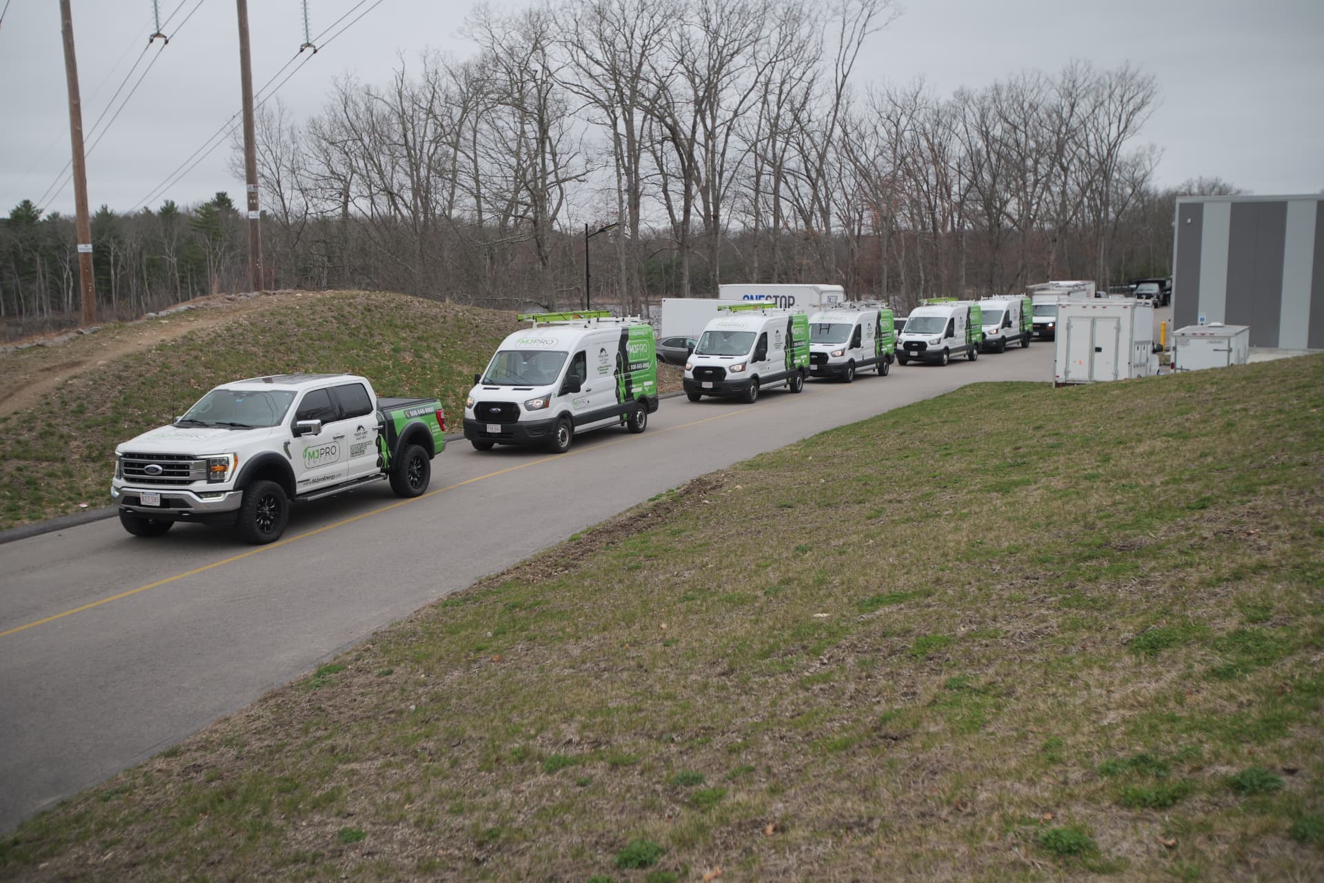 MJ Pro Energy truck and van fleet lined up
